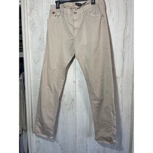 Massimo Dutti Pants Mens 36  Tapered Fit 5-Pocket Jeans Trousers Tan Beige